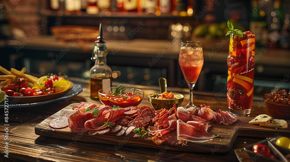Close up of a charcuterie board with wine Close up of a charcuterie board with wine