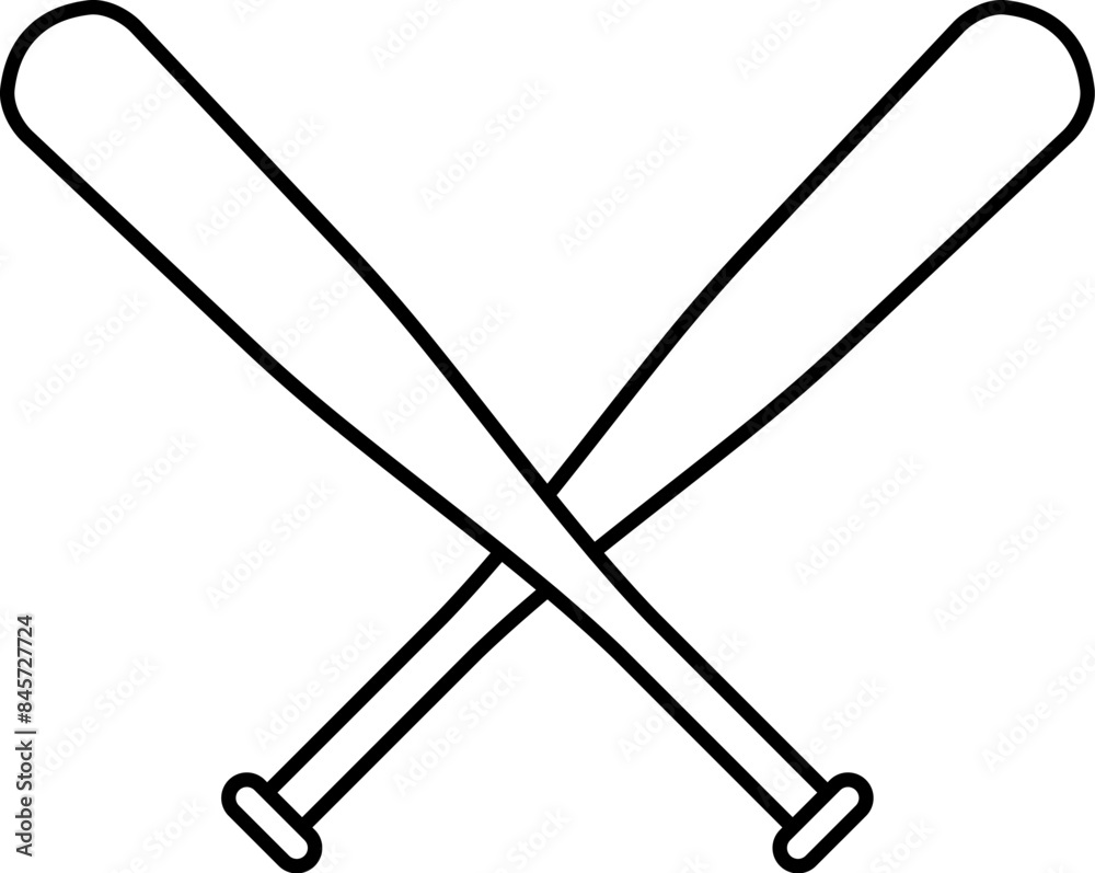 Two crossed baseball bats icon in linear style. Two crossed baseball bats icon in linear style.