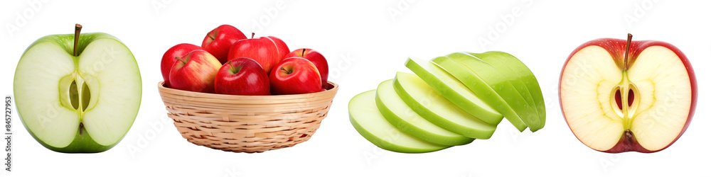Red & green apple png cut out element set Red & green apple png cut out element set