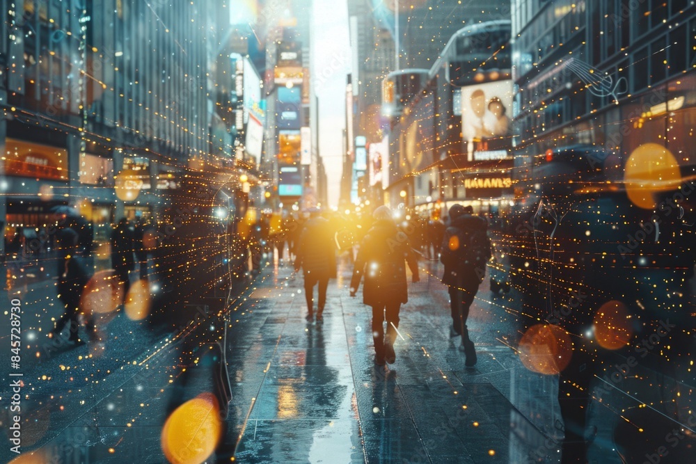 Obraz premium People walking on a busy urban street during daytime