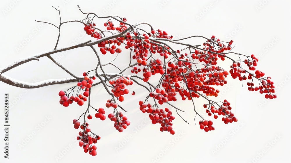 Fototapeta premium Red mountain ash branch