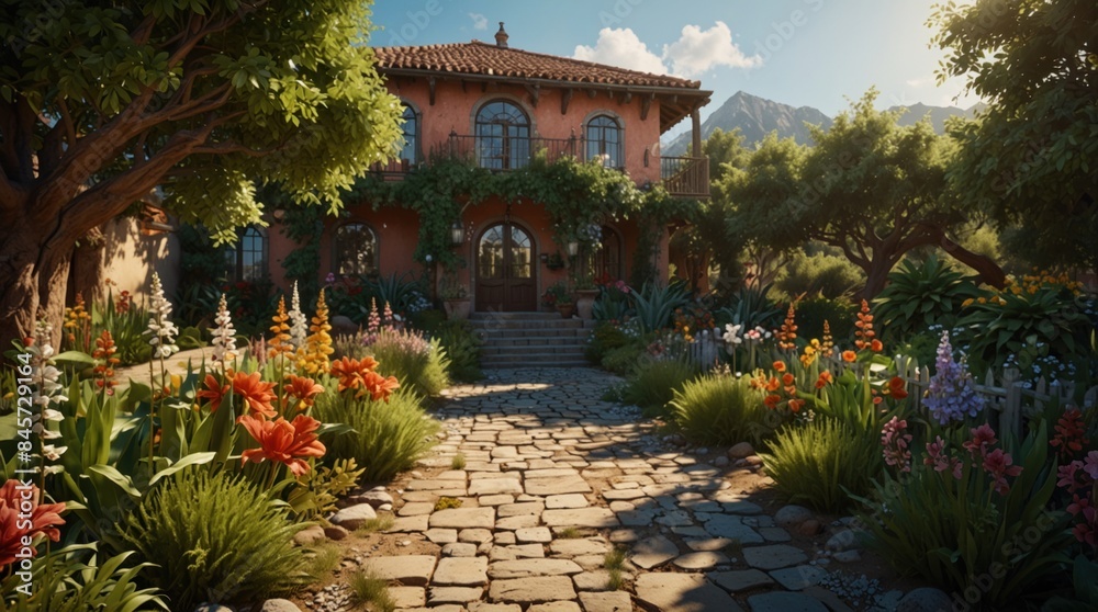 Fototapeta premium Summer garden in vintage style