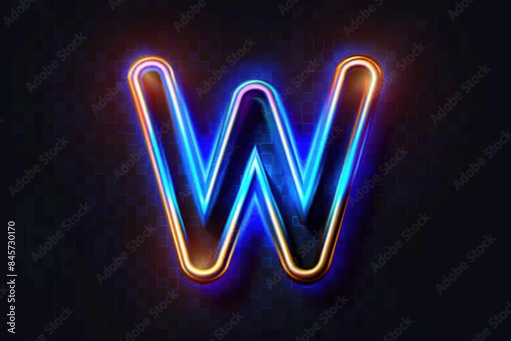 A neon letter W on a black background A neon letter W on a black background