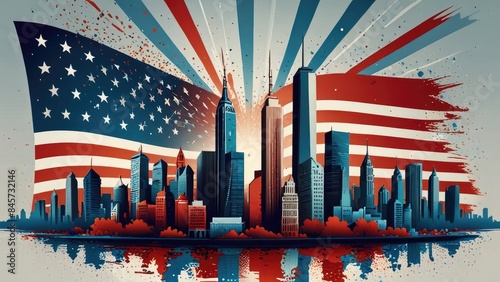 Abstract background colorfully celebrates American Independence Day.