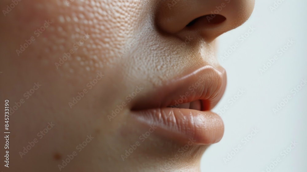 Obraz premium A close-up shot of someone brushing their teeth, focusing on the toothbrush and mouth