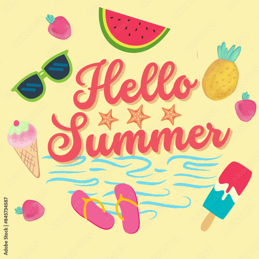 Beautiful card on a summer theme with the inscription Beautiful card on a summer theme with the inscription