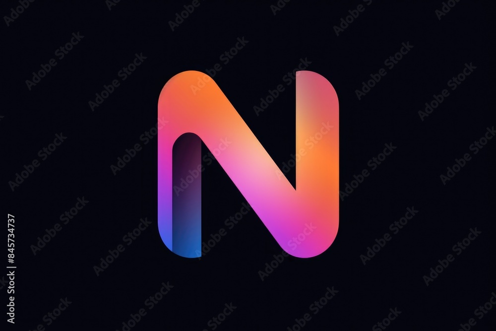 A single colorful letter N on a black background A single colorful letter N on a black background