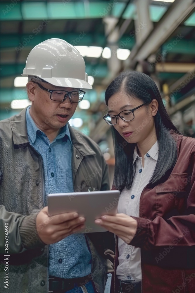 A couple sitting together, both looking at a tablet screen A couple sitting together, both looking at a tablet screen