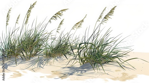 Beach Grass on Sand Dunes Generative AI photo