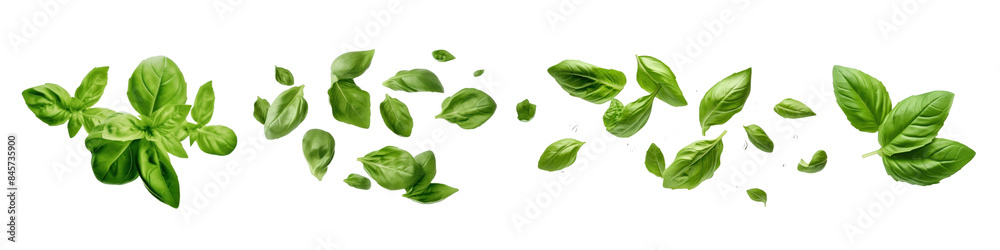Basil leaf herb png cut out element set Basil leaf herb png cut out element set