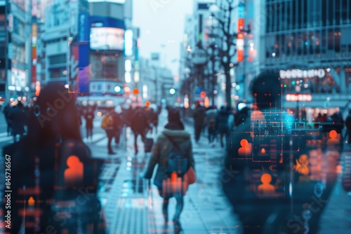 Wallpaper Mural People walking on a busy city street, blurred in focus Torontodigital.ca