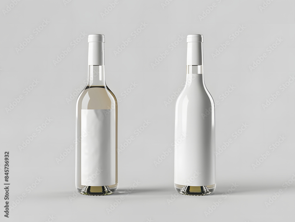 Fototapeta premium Blank white wine bottle label Mockup with isolated background