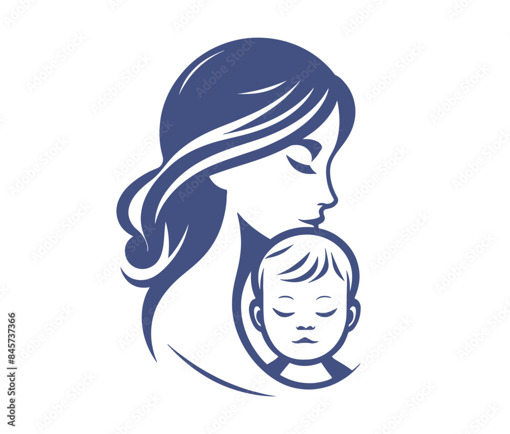 Mother and baby logo vector silhouette design Mother and baby logo vector silhouette design