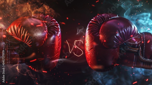 Image of boxing gloves with smoke emitting from the opening