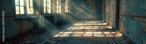 Wallpaper Mural Long hallway with a lot of windows and a brick floor Torontodigital.ca