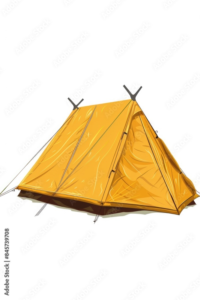 A simple yellow tent on a plain white background, suitable for various uses including event planning, interior design, and product display A simple yellow tent on a plain white background, suitable for various uses including event planning, interior design, and product display