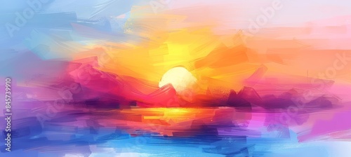 Capturing the emotional essence vibrant sunset digital painting with bold brushstrokes