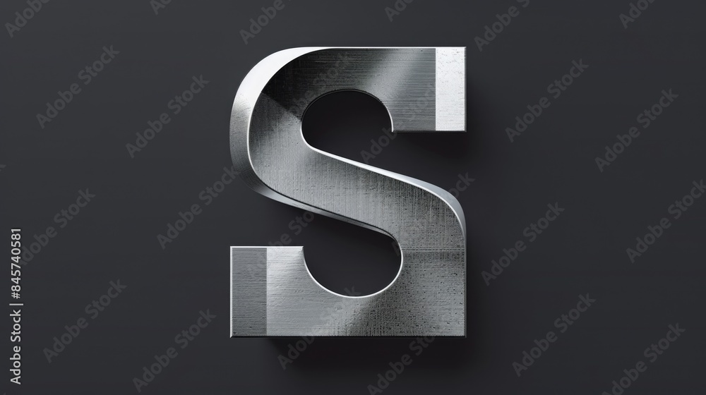A metallic letter S against a dark, matte black backdrop