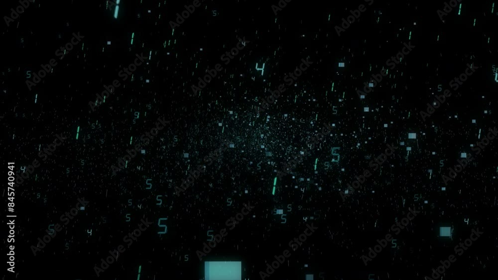 numeros digitales flotando en el espacio en cuenta regresiva en tonos verdes datos matrix