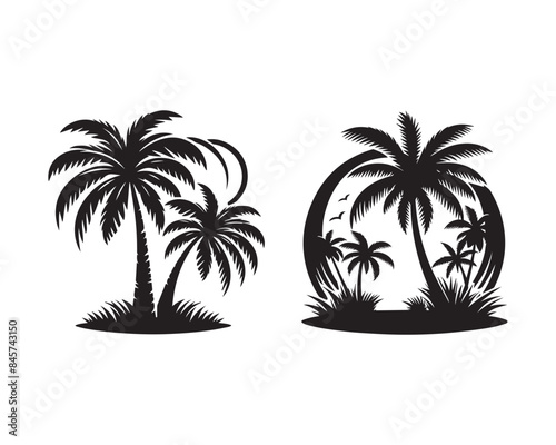 Wallpaper Mural coconut tree Silhouette Illustration Vector Graphic Design Art Shadow Shape design Torontodigital.ca