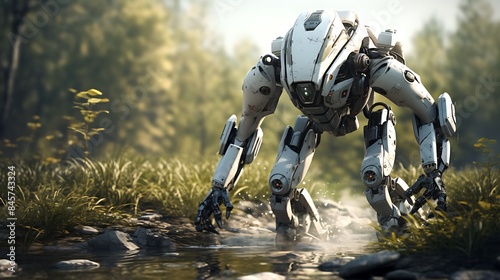 high-tech, futuristic robot in action