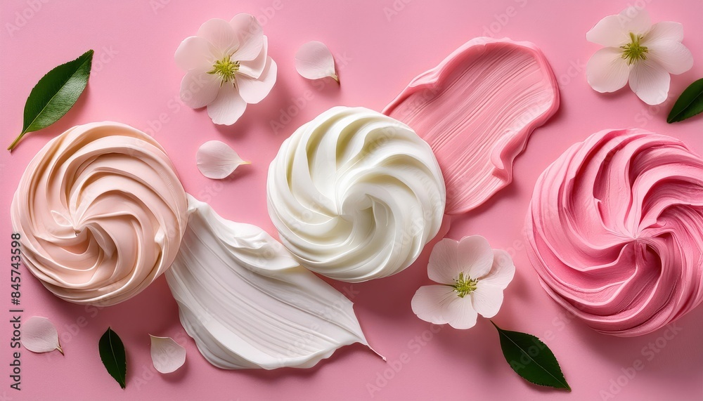 smears of cream texture on a pink background High quality photo smears of cream texture on a pink background High quality photo