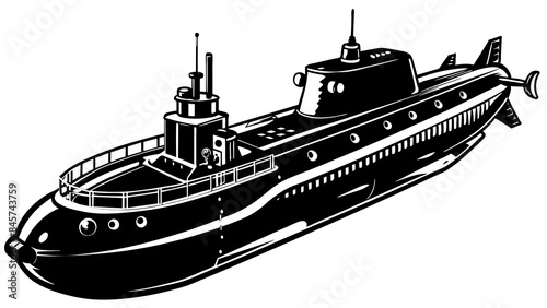 Submarine silhouette vector illustration 