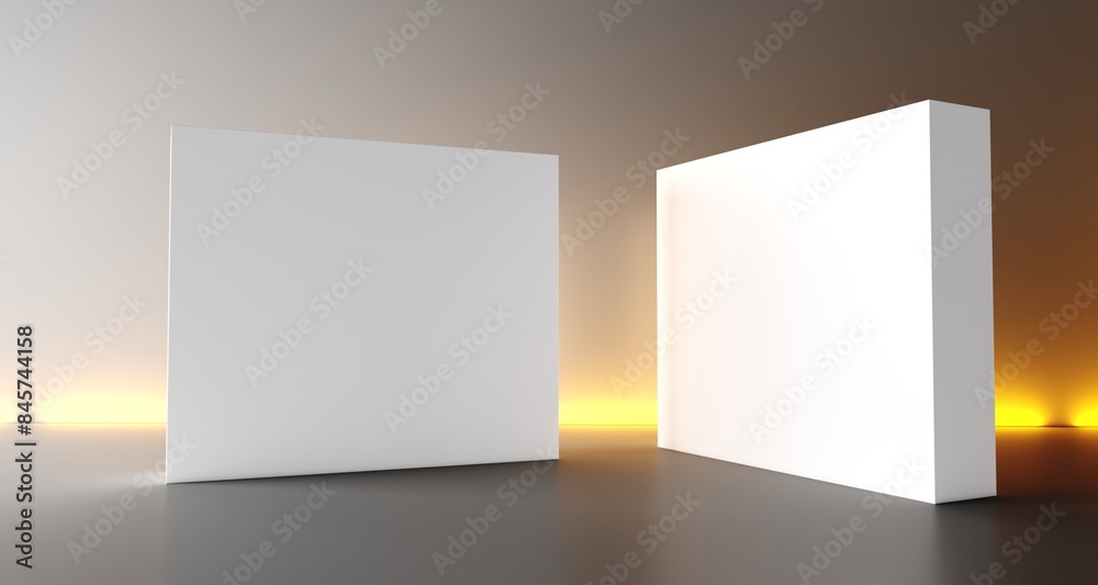 Blank mock-up box product isolated. 3D exhibition stand. White blank promotion. White empty geometric square. Presentation event room display. Blank wall.
Blank mock-up box product isolated. 3D exhibition stand. White blank promotion. White empty geometric square. Presentation event room display. Blank wall.