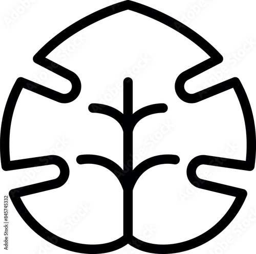 Simple icon of a monstera deliciosa leaf with a bold outline, ideal for minimalist designs
