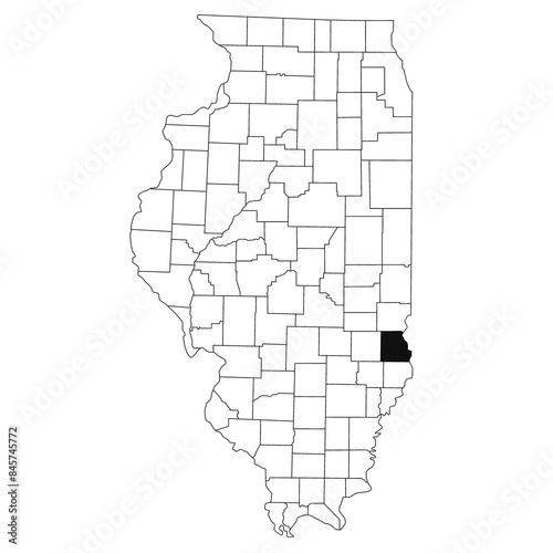 Map of Crawford County in Illinois state on white background. single County map highlighted by black colour on Illinois map. UNITED STATES, US