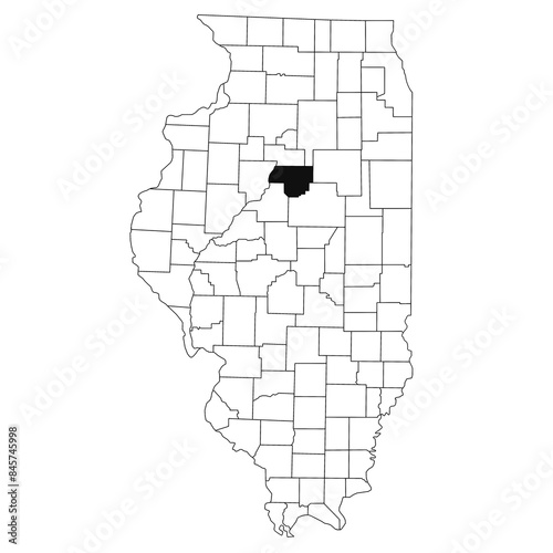 Map of Woodford County in Illinois state on white background. single County map highlighted by black colour on Illinois map. UNITED STATES, US photo