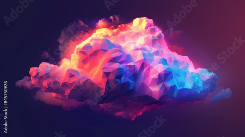 A low poly vector background featuring a storm cloud design representing modern weather iconography