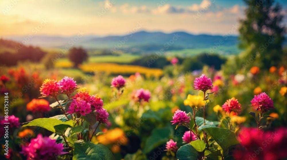 Flowers and green hills wallpaper Flowers and green hills wallpaper