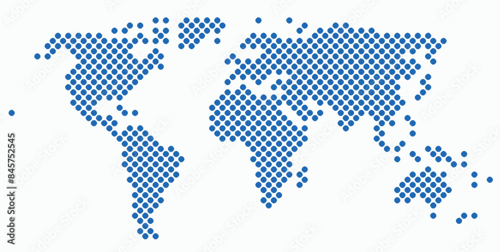 Fototapeta premium Circle shape world map on white background.