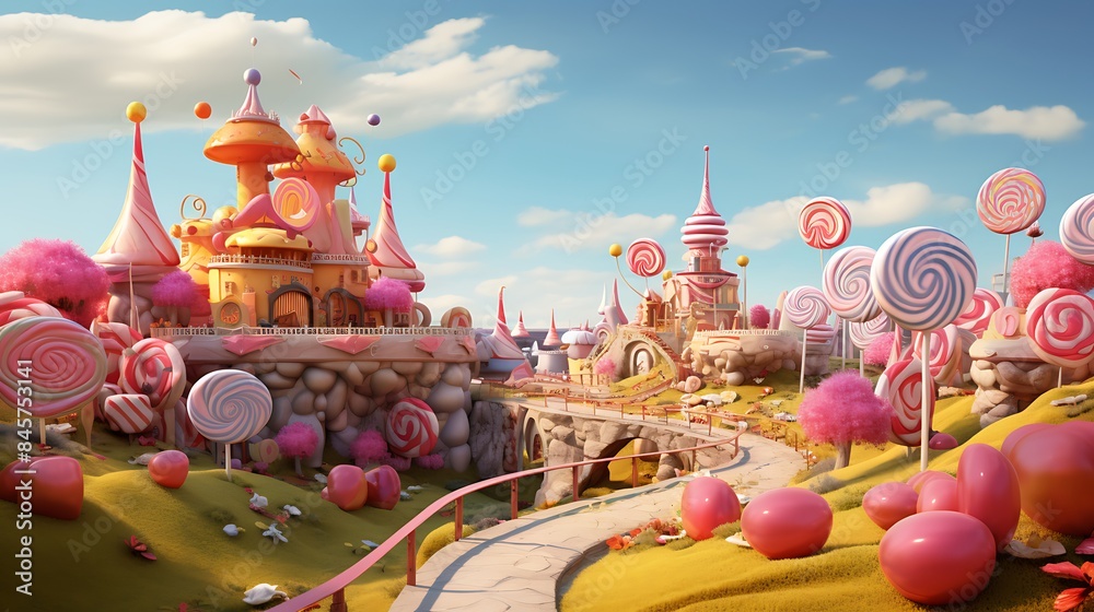 whimsical candy land with giant sweets whimsical candy land with giant sweets