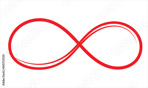 Hand drawn infinity symbol. Red infinity icon. Eternity, infinite, limitless and forever signs. isolated on white background. Vector illustration. EPS 1o/AI