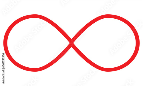 Hand drawn infinity symbol. Red infinity icon. Eternity, infinite, limitless and forever signs. isolated on white background. Vector illustration. EPS 1o/AI