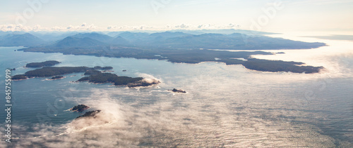 Ocean Coast aerial view from airplane. Vancouver Island, BC, Canada