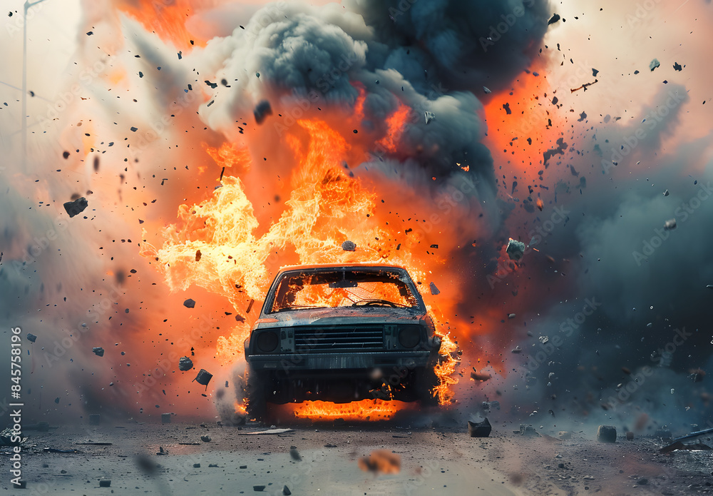 Obraz premium An accident on the road, a car crash