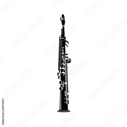 wind instrument logo illustration, soprano saxophone silhouette suitable for music stores and communities