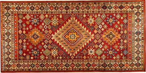 Intricate Moroccan Carpet with Traditional Geometric Patterns and Vibrant Colors