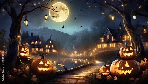 halloween background with pumpkin photo
