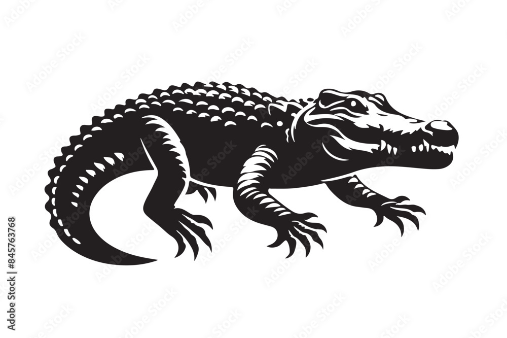 a crocodile of vector silhouette a crocodile of vector silhouette