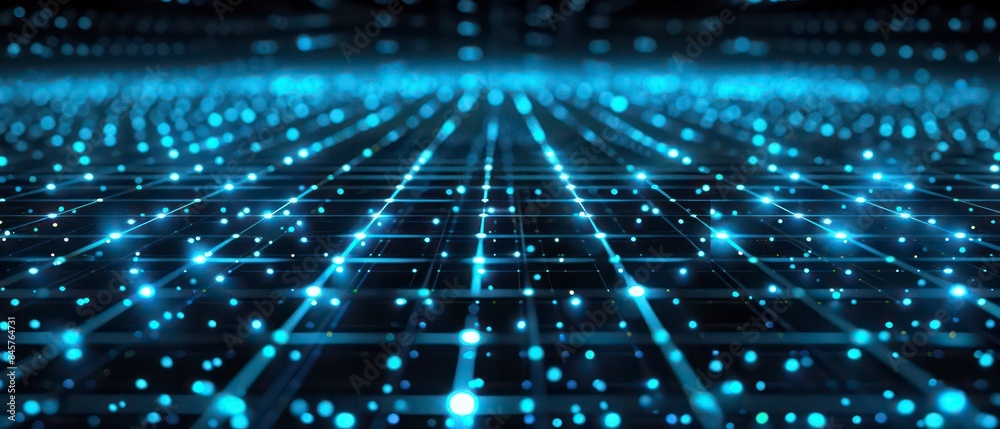 neon blue grid on a black background, glowing in mesmerizing fractal formations neon blue grid on a black background, glowing in mesmerizing fractal formations