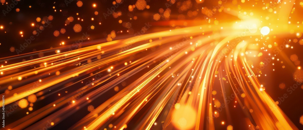 Fototapeta premium Dynamic orange lines racing across space, representing lightning-fast data transfer and seamless connectivity