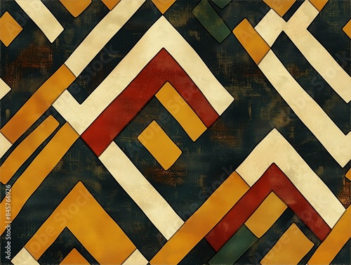 Wallpaper Mural Abstract geometric art with a bold rhombus pattern and rich colors, perfect for adding a modern touch to any space. Torontodigital.ca