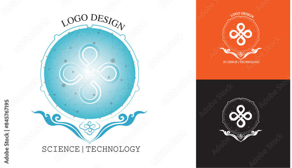 Fototapeta premium LOGO DESIGN, CREATIVE SCIENCE LOGO, LOGO INCORPORATED WITH TECH AND TRADITION