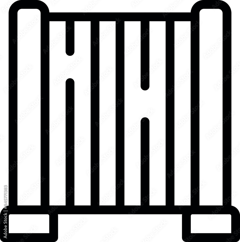 Simple black and white icon style illustration of a fence Simple black and white icon style illustration of a fence