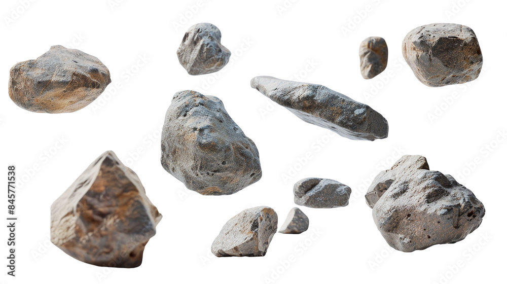Set of floating rocks, isolated on white. Set of floating rocks, isolated on white.