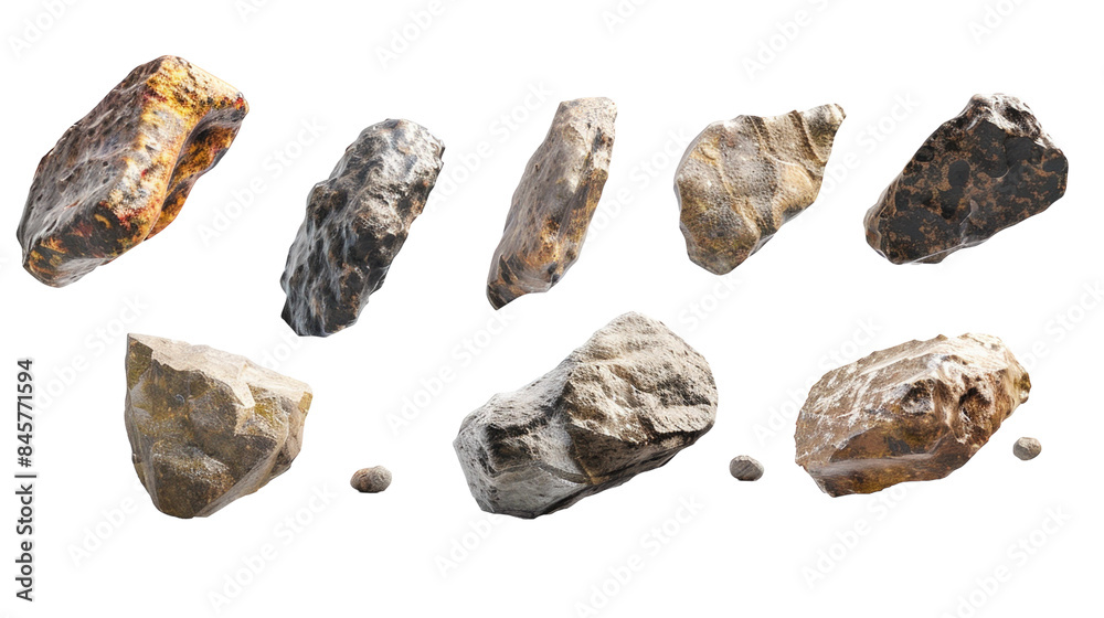 Set of floating rocks, isolated on white. Set of floating rocks, isolated on white.